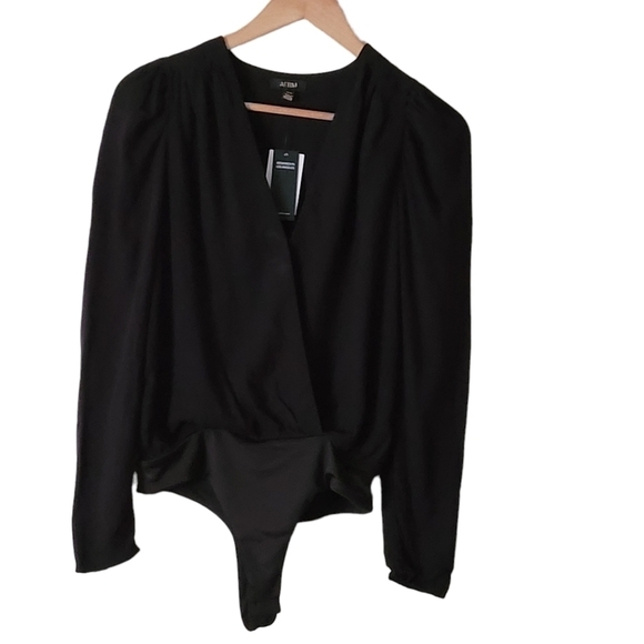 AFRM Black Long Sleeve Wrap Front Bodysuit M - Picture 5 of 8
